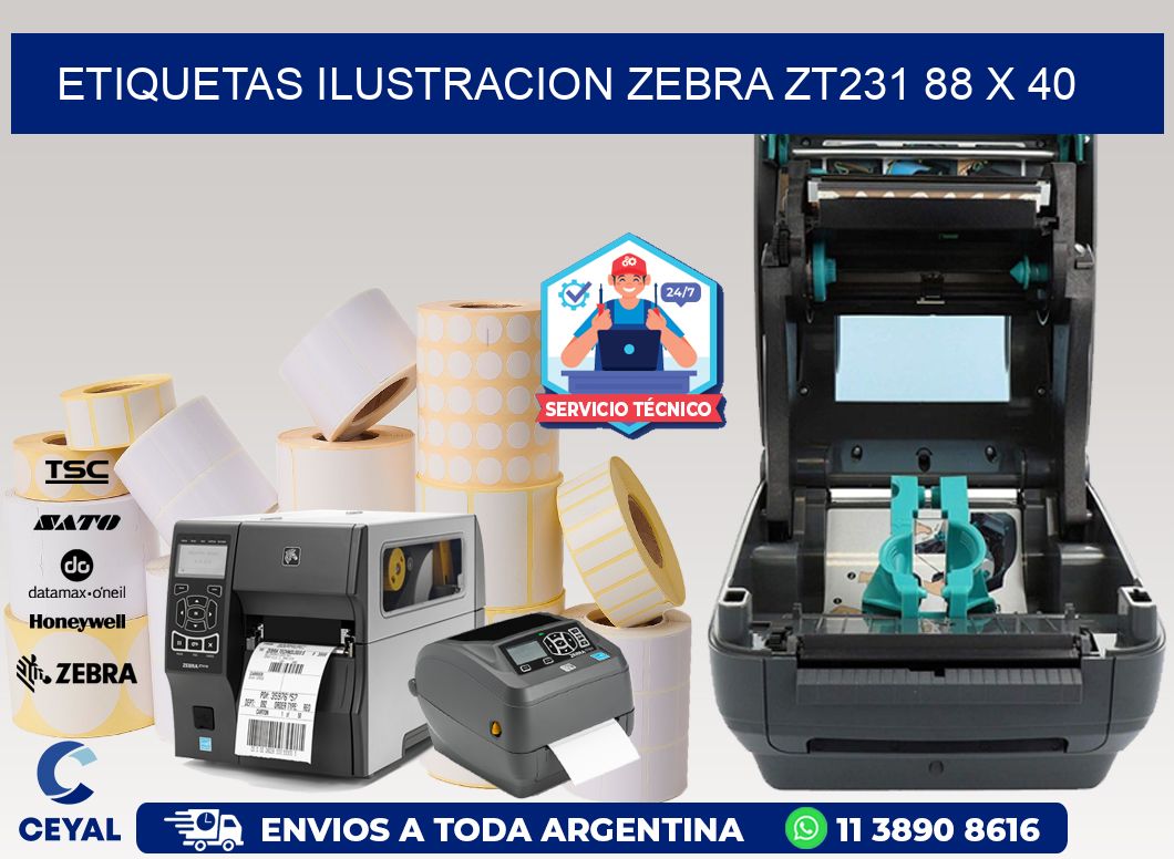 ETIQUETAS ILUSTRACION ZEBRA ZT231 88 x 40