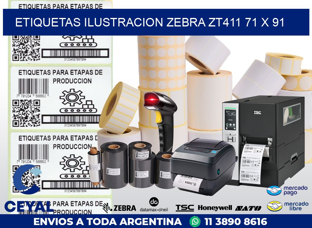 ETIQUETAS ILUSTRACION ZEBRA ZT411 71 x 91