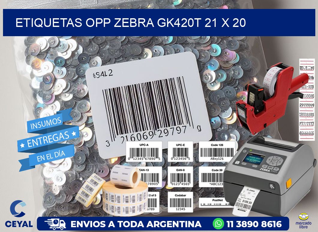 ETIQUETAS OPP ZEBRA GK420T 21 x 20