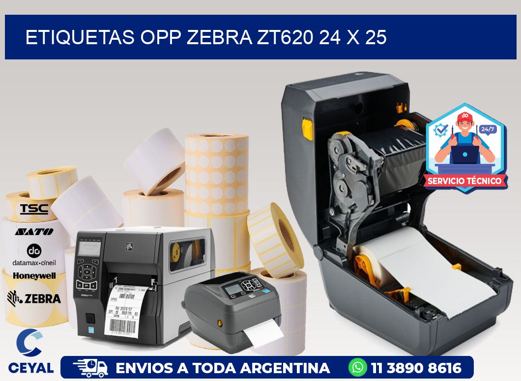 ETIQUETAS OPP ZEBRA ZT620 24 x 25