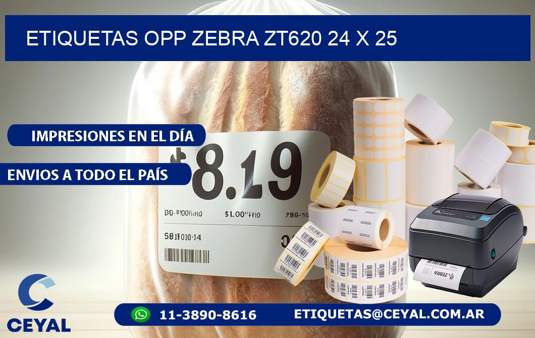 ETIQUETAS OPP ZEBRA ZT620 24 x 25