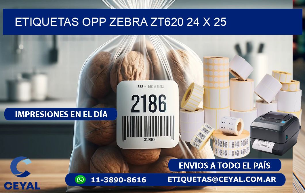 ETIQUETAS OPP ZEBRA ZT620 24 x 25