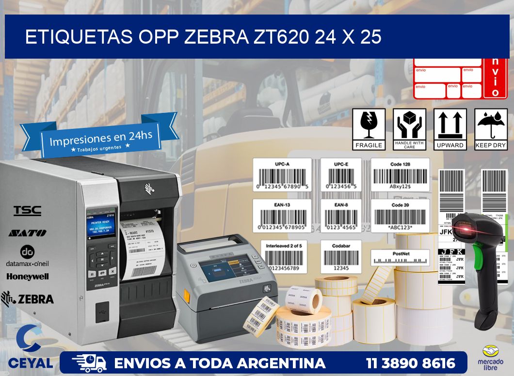 ETIQUETAS OPP ZEBRA ZT620 24 x 25