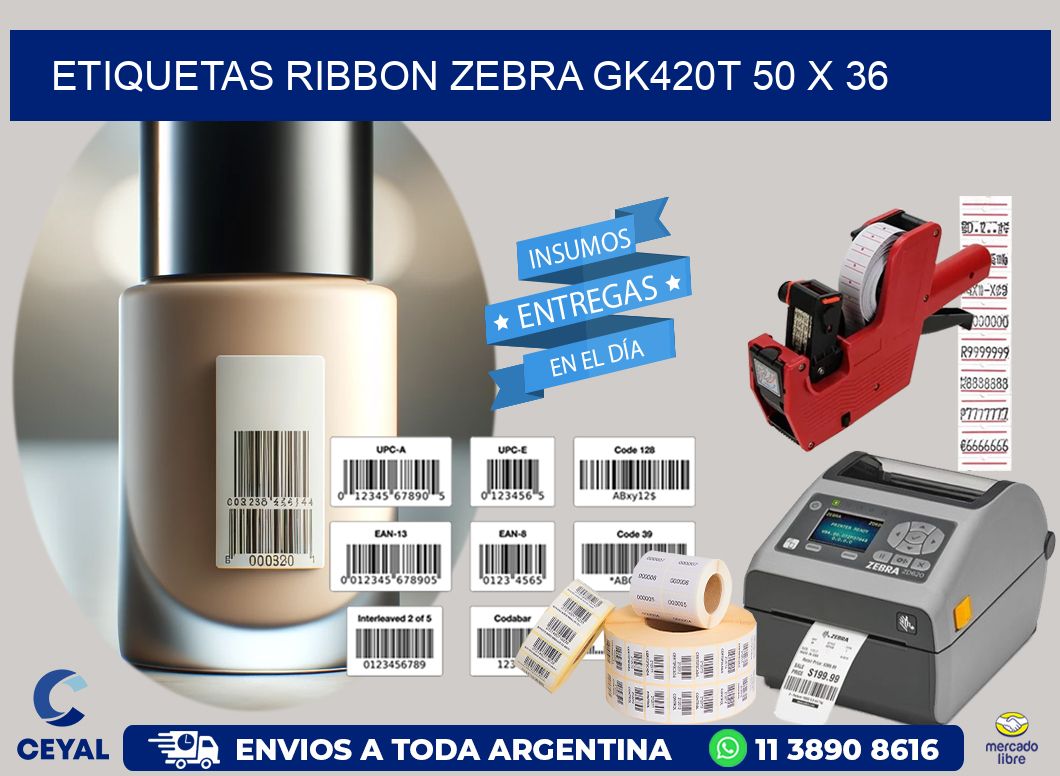 ETIQUETAS RIBBON Zebra GK420T 50 x 36