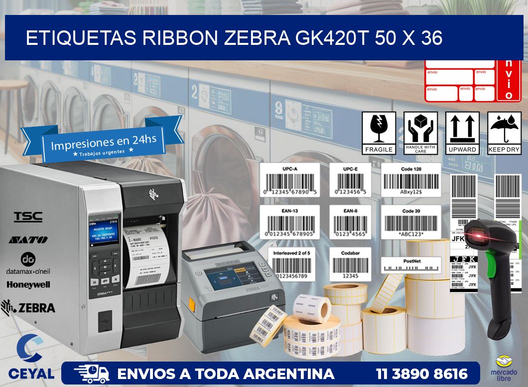 ETIQUETAS RIBBON Zebra GK420T 50 x 36