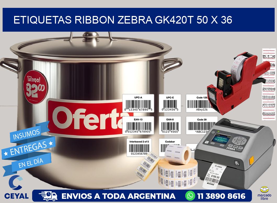 ETIQUETAS RIBBON Zebra GK420T 50 x 36