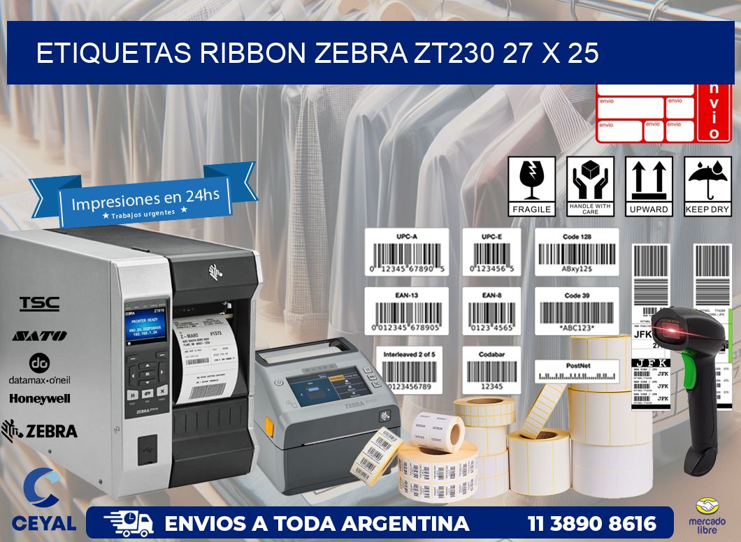 ETIQUETAS RIBBON Zebra ZT230 27 x 25