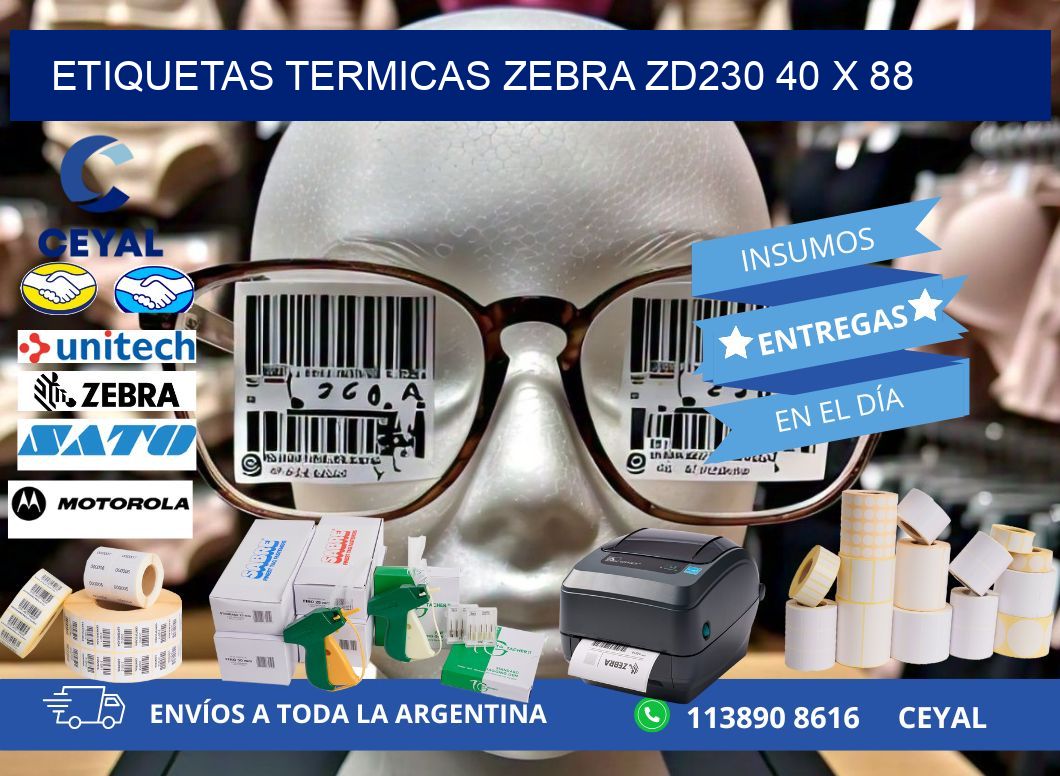 ETIQUETAS TERMICAS ZEBRA ZD230 40 x 88
