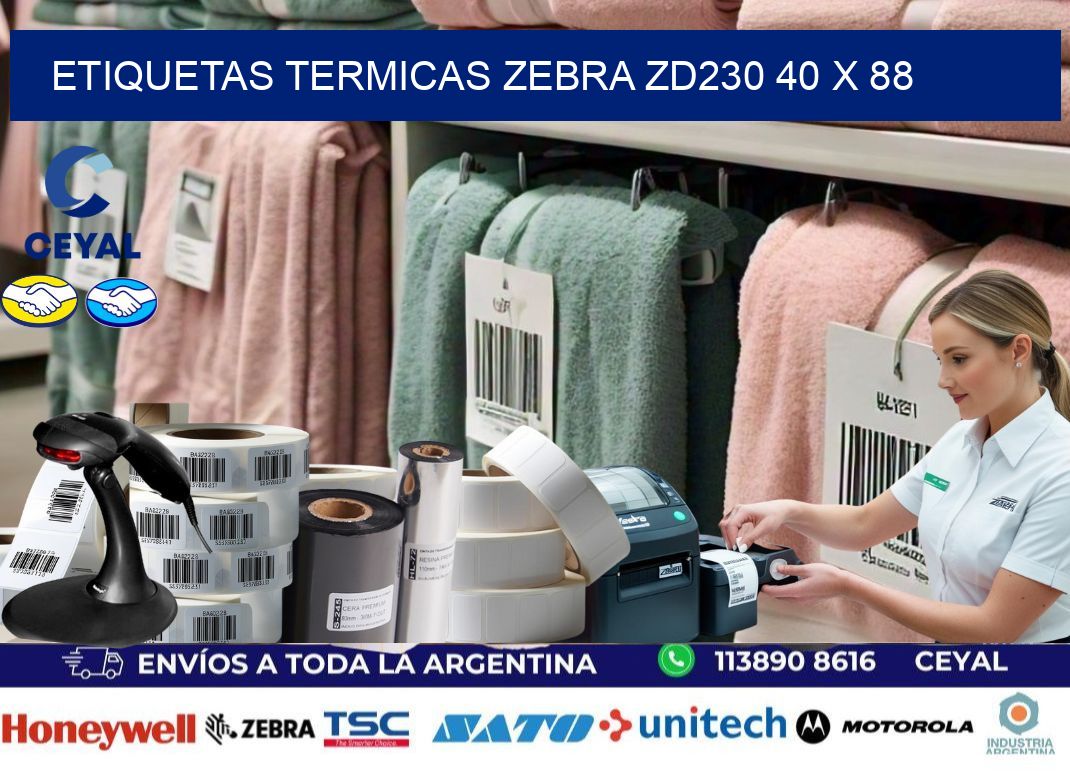 ETIQUETAS TERMICAS ZEBRA ZD230 40 x 88