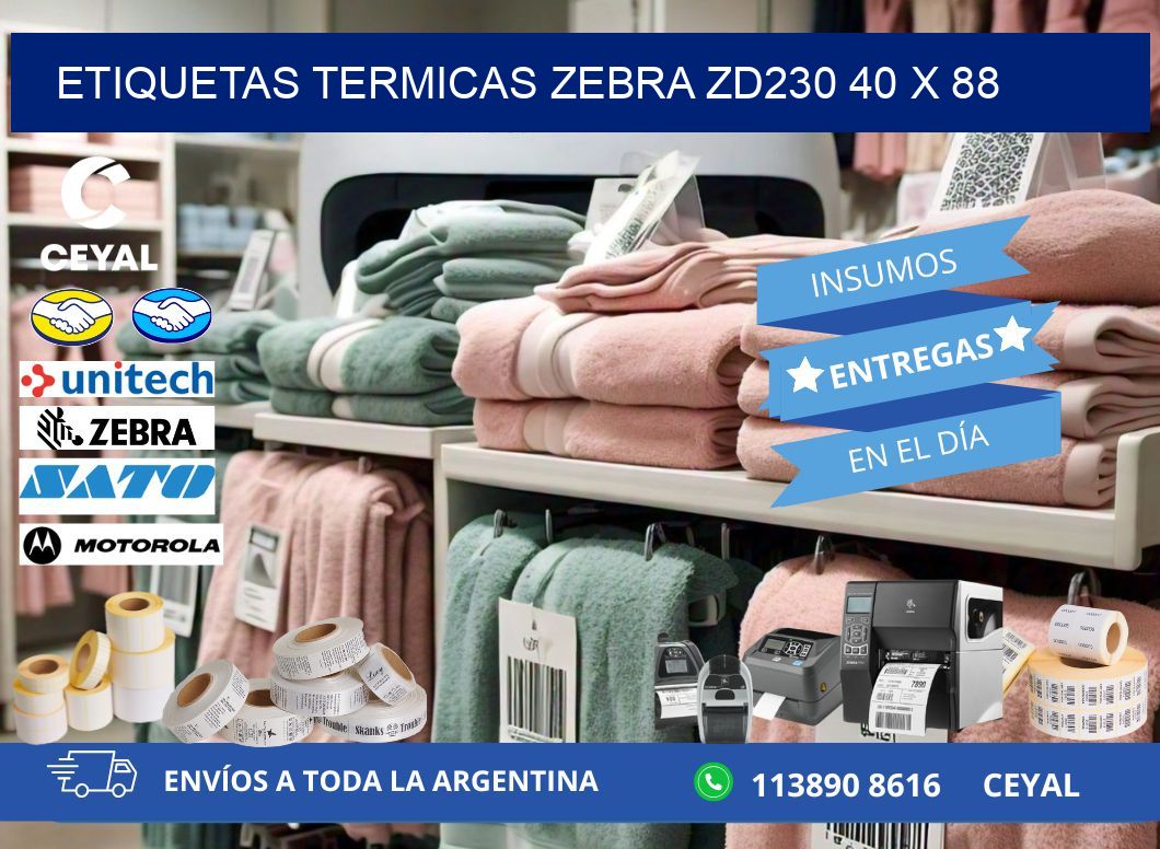 ETIQUETAS TERMICAS ZEBRA ZD230 40 x 88