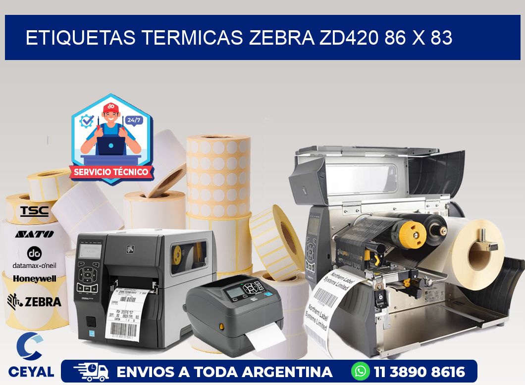 ETIQUETAS TERMICAS ZEBRA ZD420 86 x 83