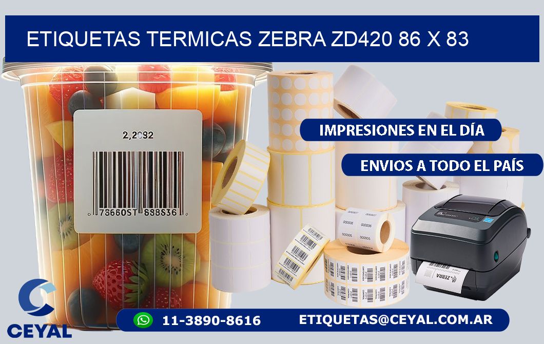 ETIQUETAS TERMICAS ZEBRA ZD420 86 x 83