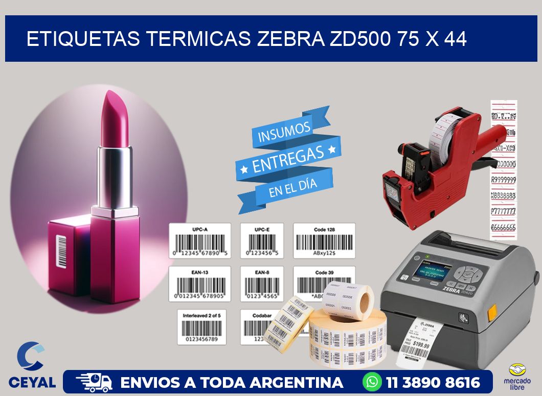 ETIQUETAS TERMICAS ZEBRA ZD500 75 x 44