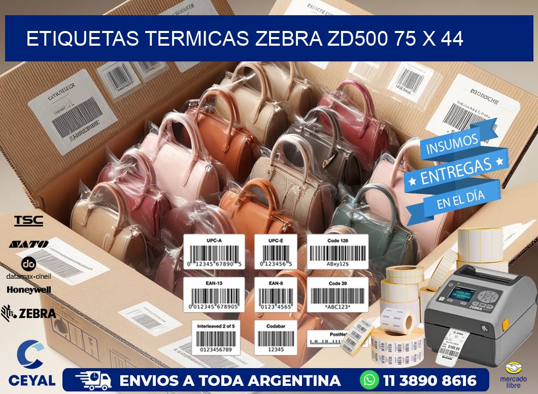 ETIQUETAS TERMICAS ZEBRA ZD500 75 x 44