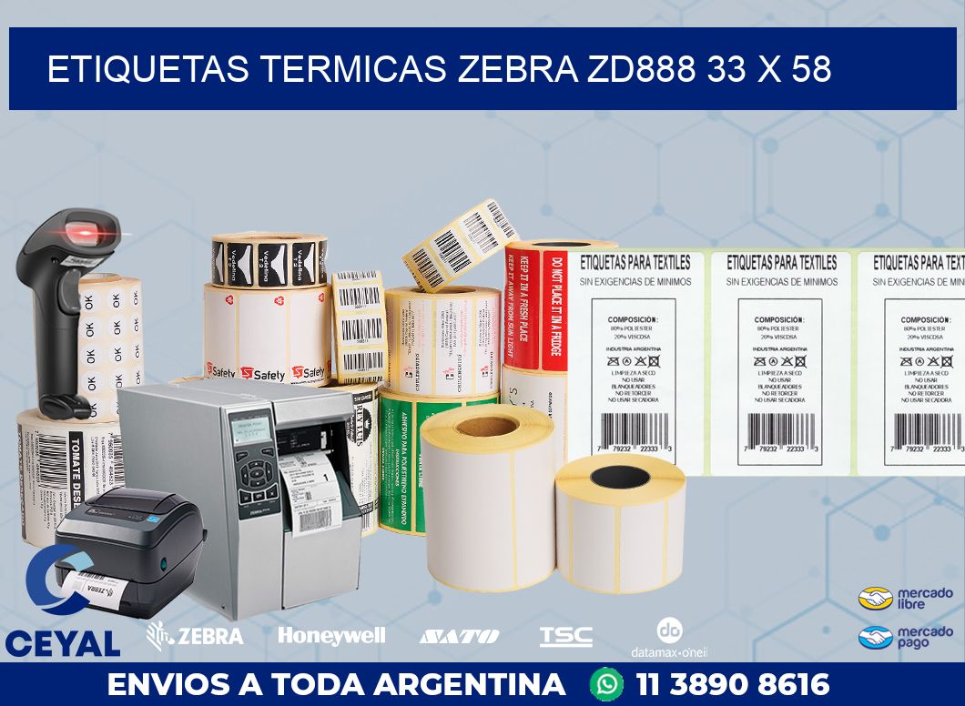 ETIQUETAS TERMICAS ZEBRA ZD888 33 x 58