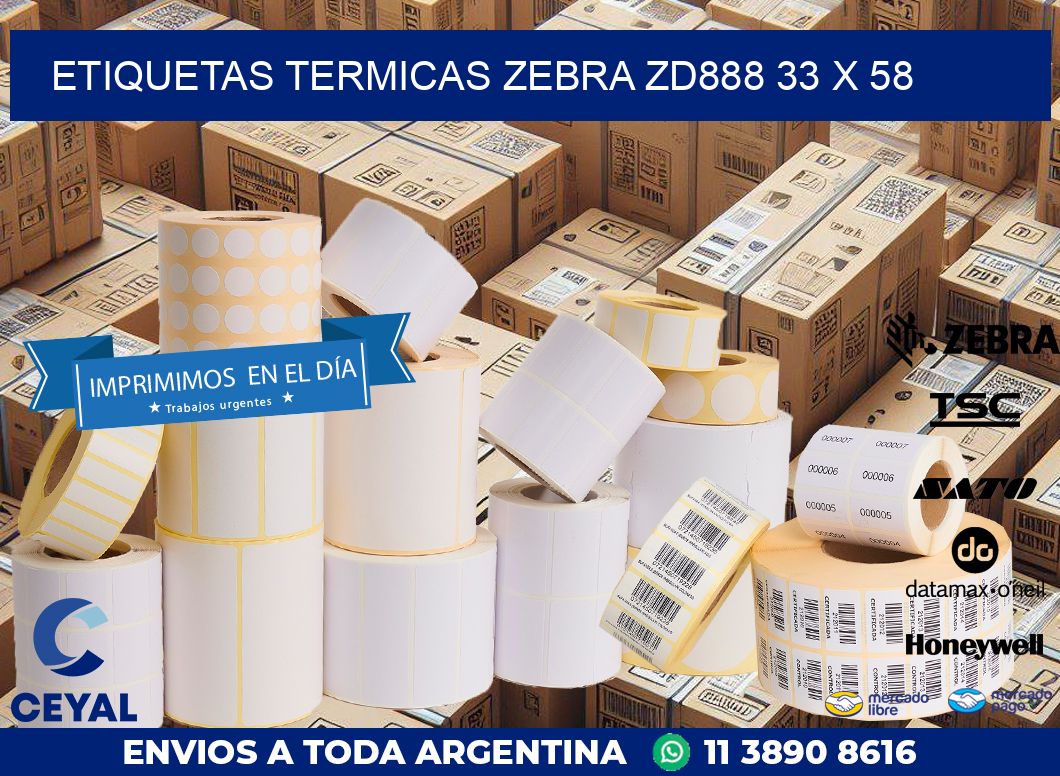 ETIQUETAS TERMICAS ZEBRA ZD888 33 x 58