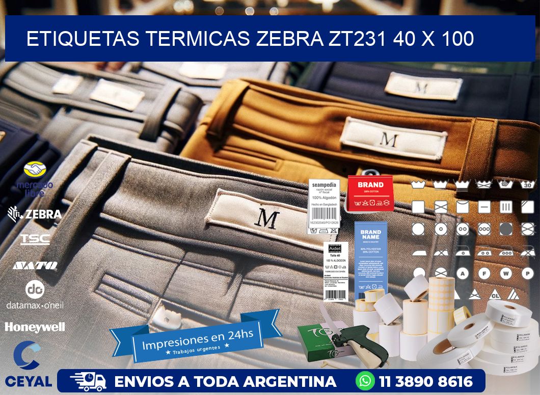 ETIQUETAS TERMICAS ZEBRA ZT231 40 x 100