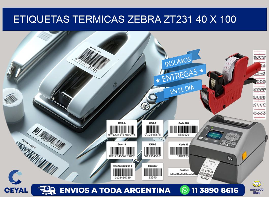 ETIQUETAS TERMICAS ZEBRA ZT231 40 x 100