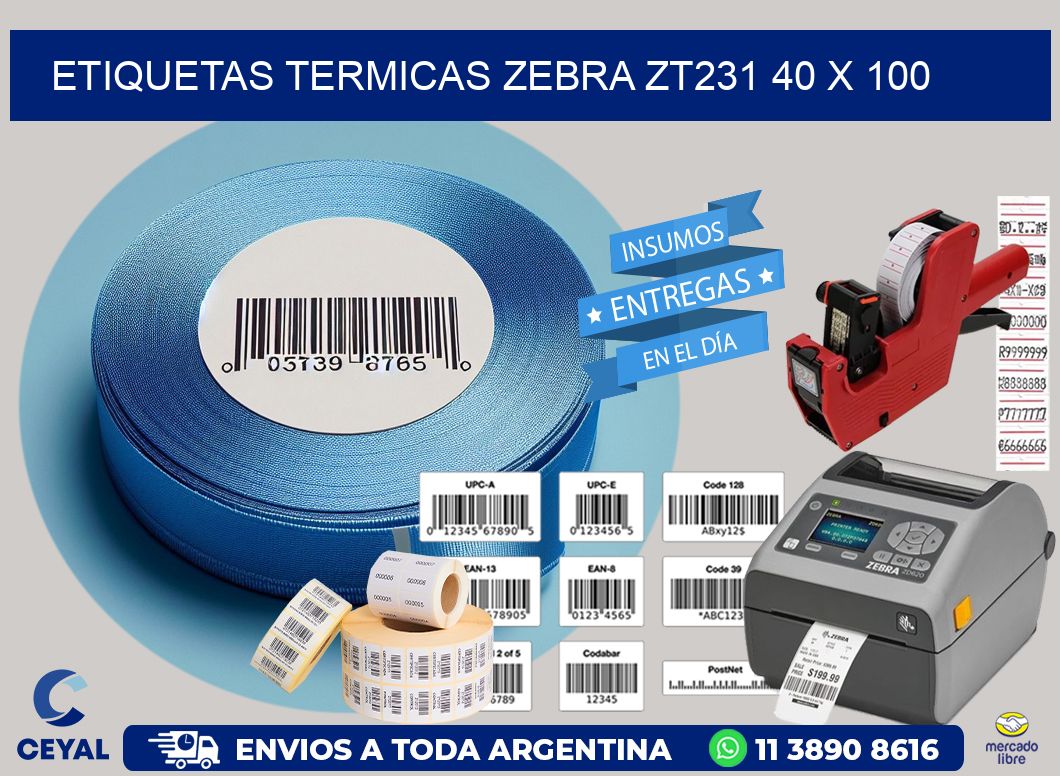 ETIQUETAS TERMICAS ZEBRA ZT231 40 x 100