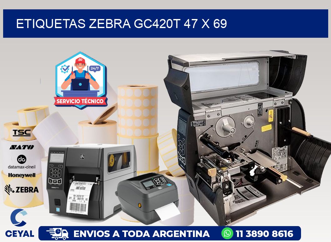 ETIQUETAS Zebra GC420T 47 x 69