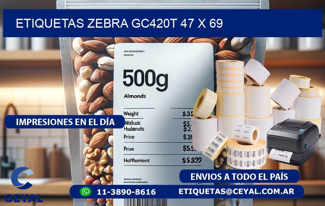 ETIQUETAS Zebra GC420T 47 x 69