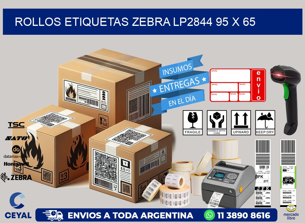 ROLLOS ETIQUETAS Zebra LP2844 95 x 65