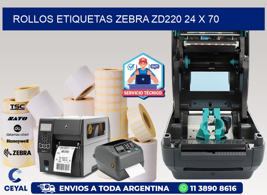 ROLLOS ETIQUETAS Zebra ZD220 24 x 70