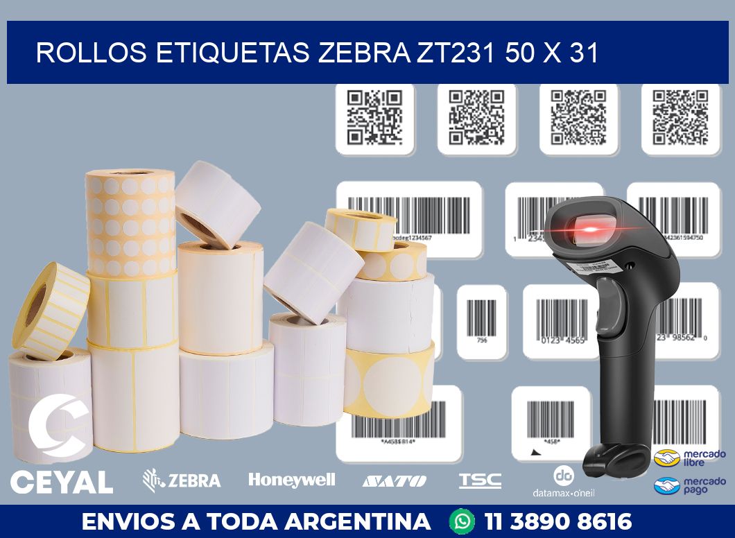 ROLLOS ETIQUETAS Zebra ZT231 50 x 31
