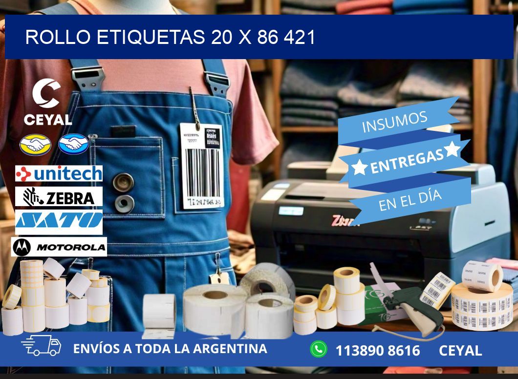 Rollo etiquetas 20 x 86 421