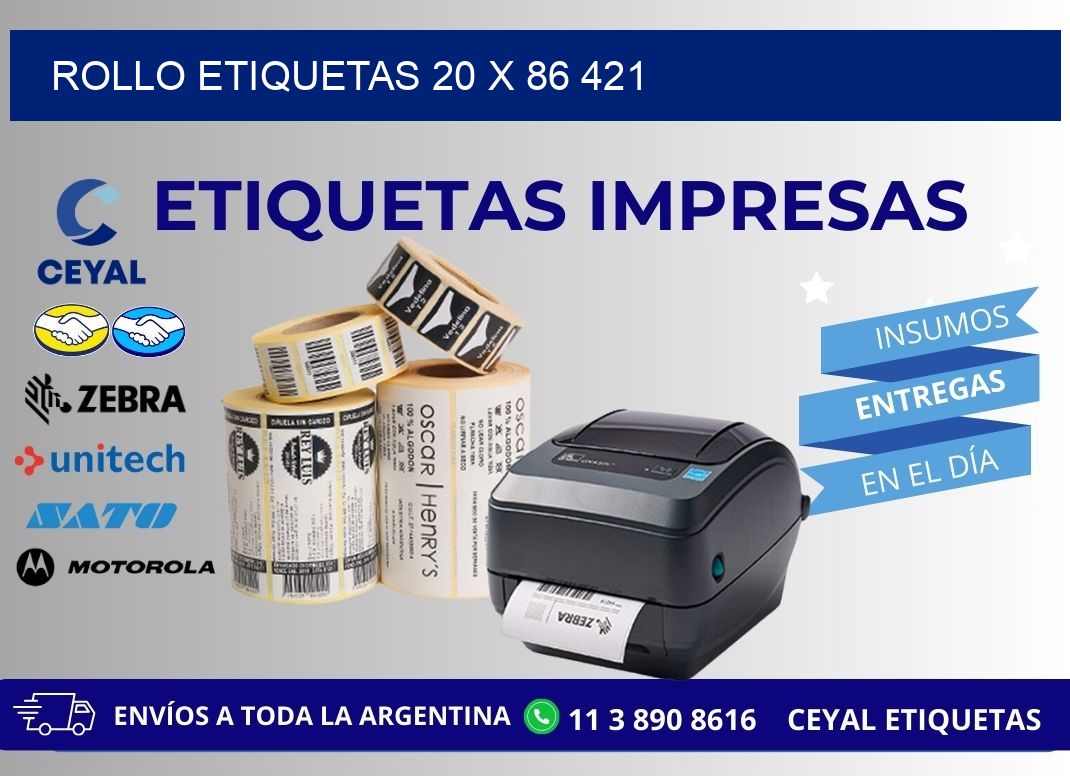 Rollo etiquetas 20 x 86 421