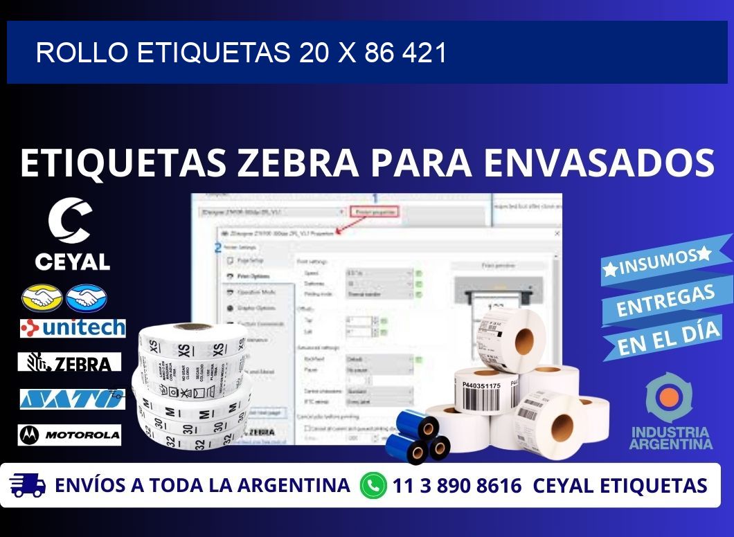 Rollo etiquetas 20 x 86 421