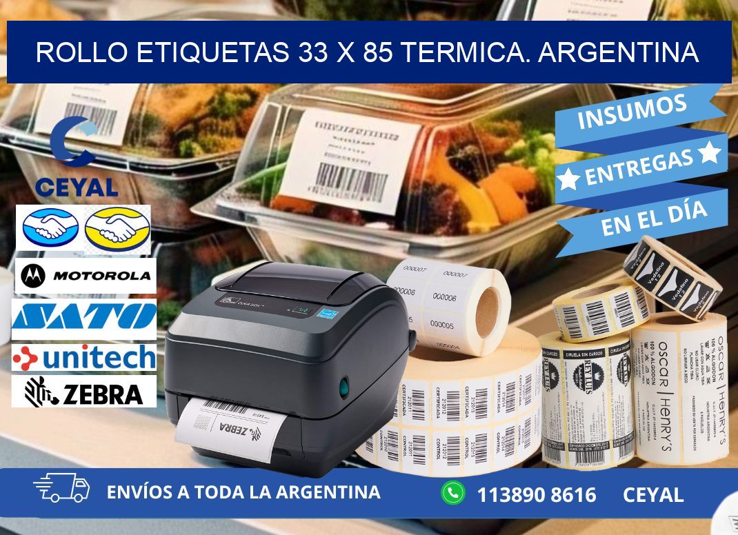Rollo etiquetas 33 x 85 termica. Argentina