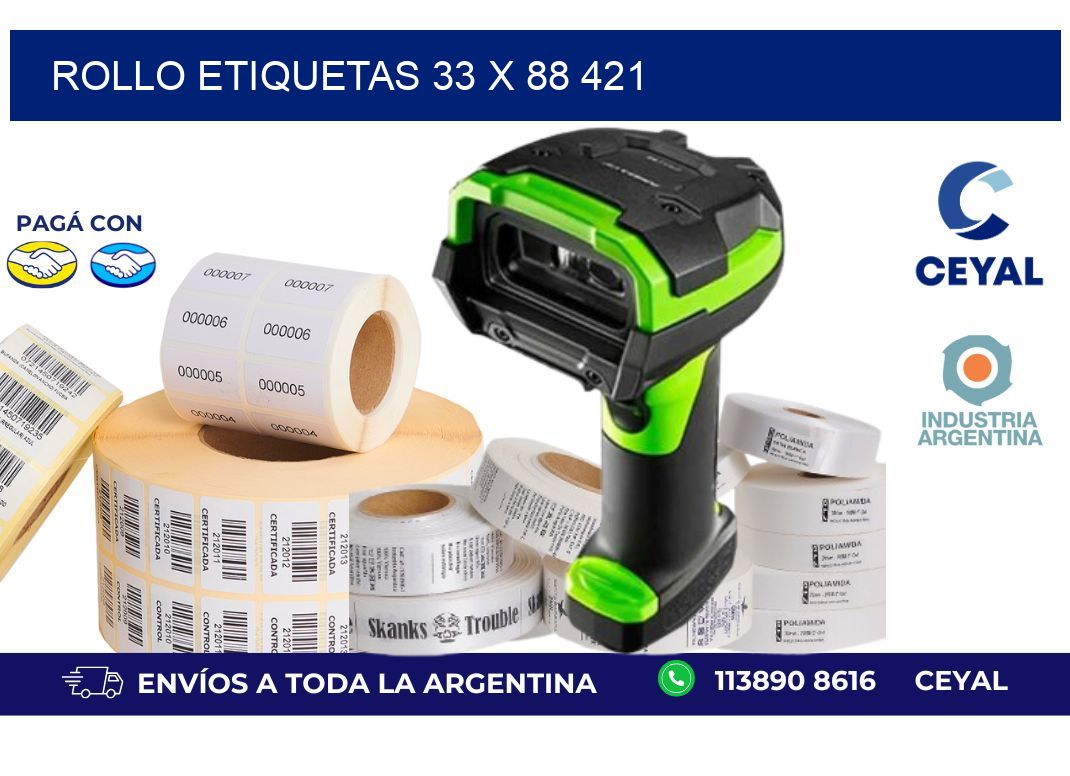Rollo etiquetas 33 x 88 421