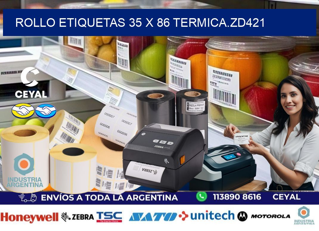 Rollo etiquetas 35 x 86 termica.zd421