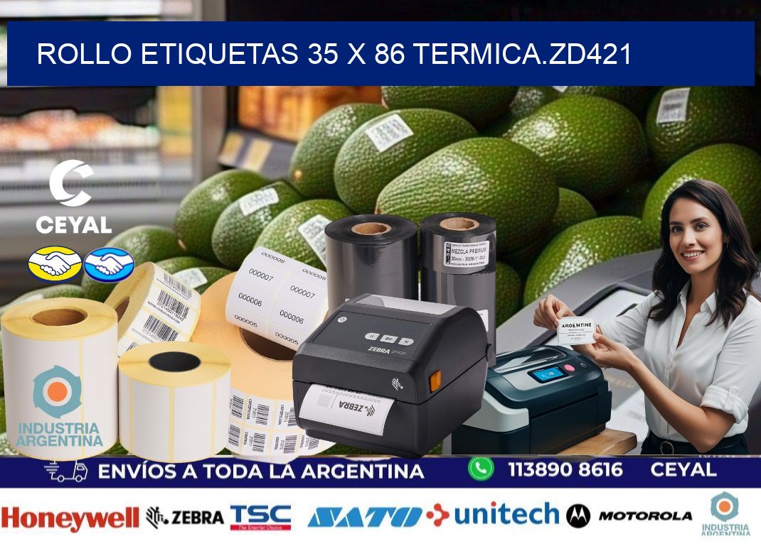 Rollo etiquetas 35 x 86 termica.zd421