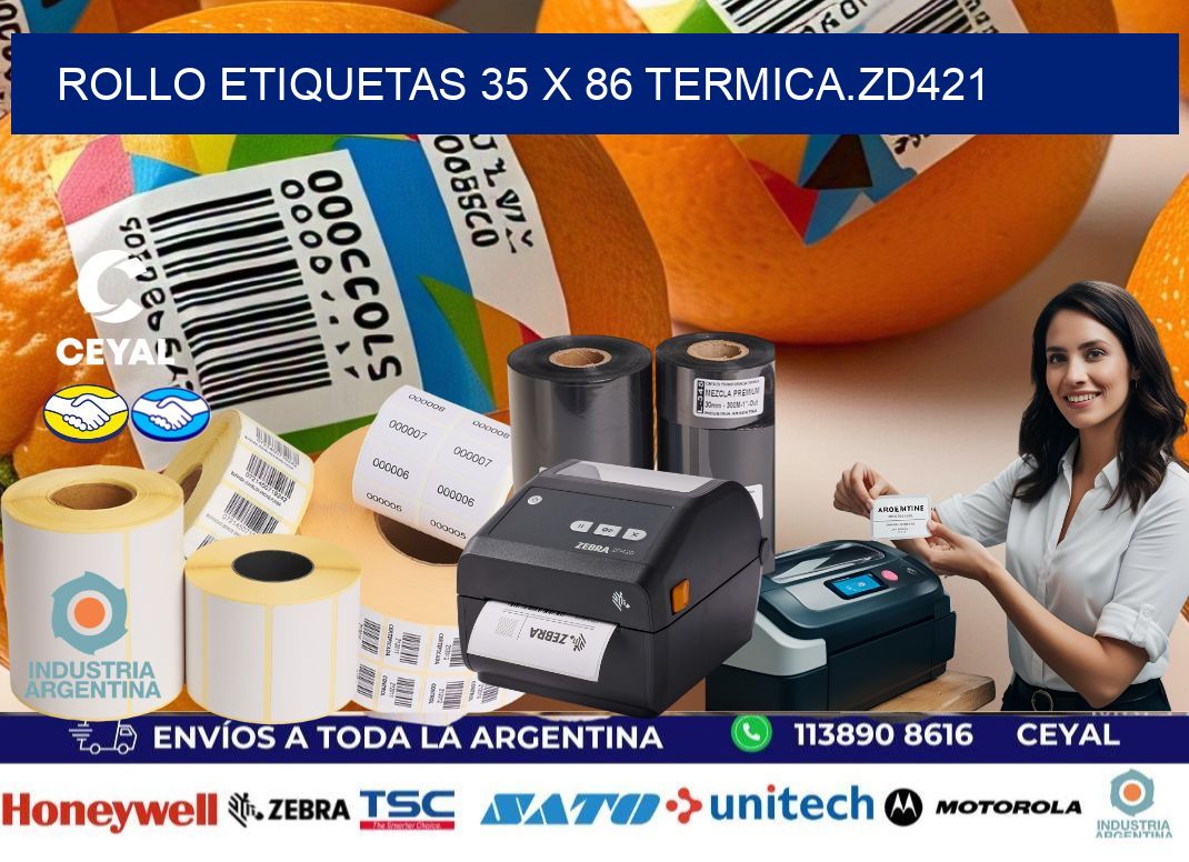 Rollo etiquetas 35 x 86 termica.zd421