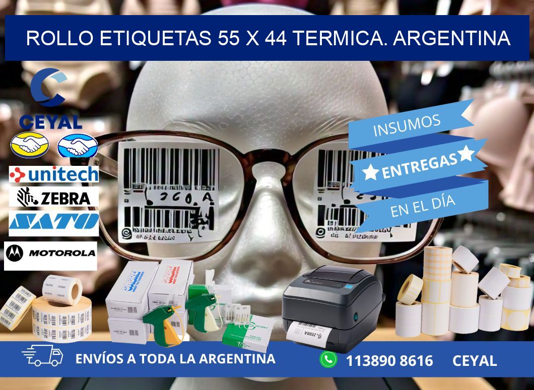 Rollo etiquetas 55 x 44 termica. Argentina