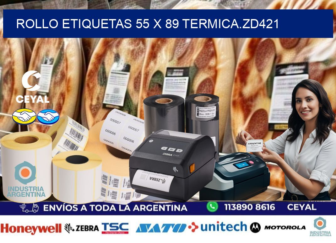 Rollo etiquetas 55 x 89 termica.zd421