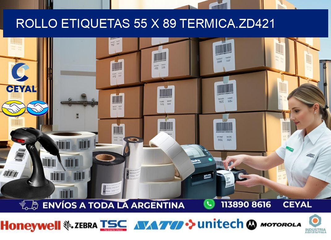 Rollo etiquetas 55 x 89 termica.zd421