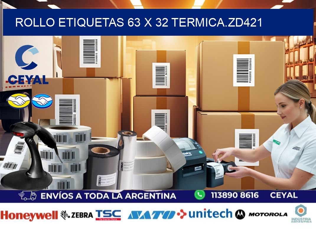 Rollo etiquetas 63 x 32 termica.zd421