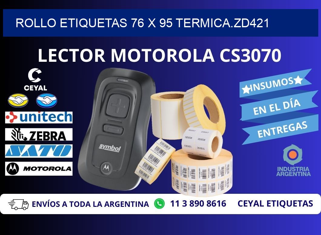Rollo etiquetas 76 x 95 termica.zd421