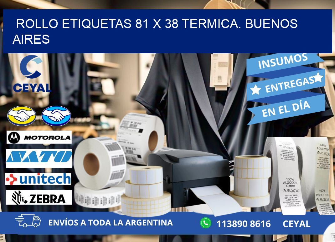 Rollo etiquetas 81 x 38 termica. Buenos Aires