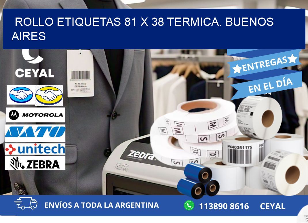 Rollo etiquetas 81 x 38 termica. Buenos Aires