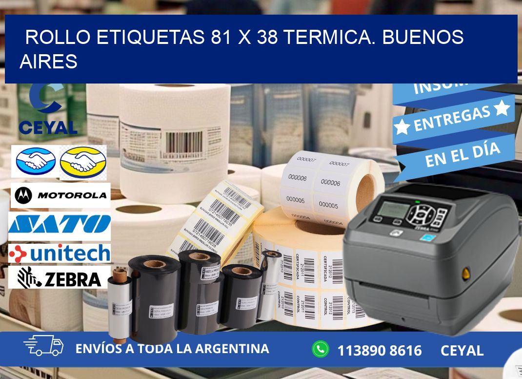 Rollo etiquetas 81 x 38 termica. Buenos Aires