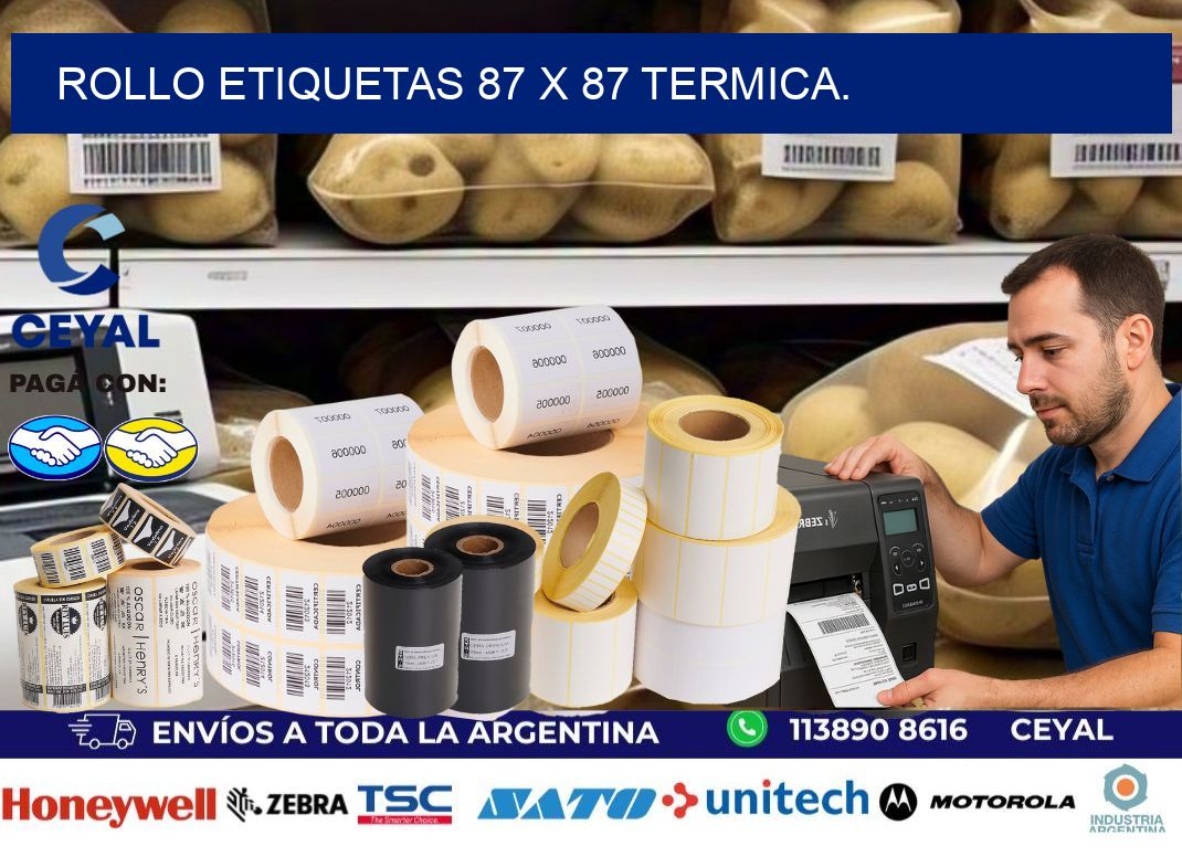 Rollo etiquetas 87 x 87 termica.