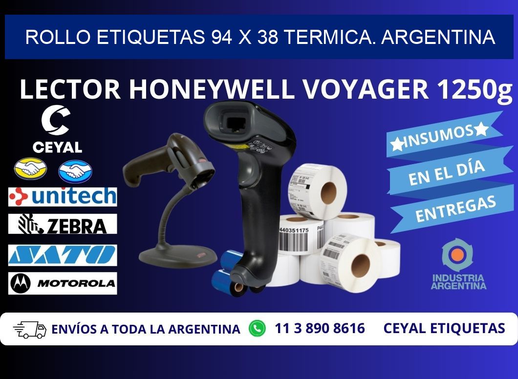 Rollo etiquetas 94 x 38 termica. Argentina