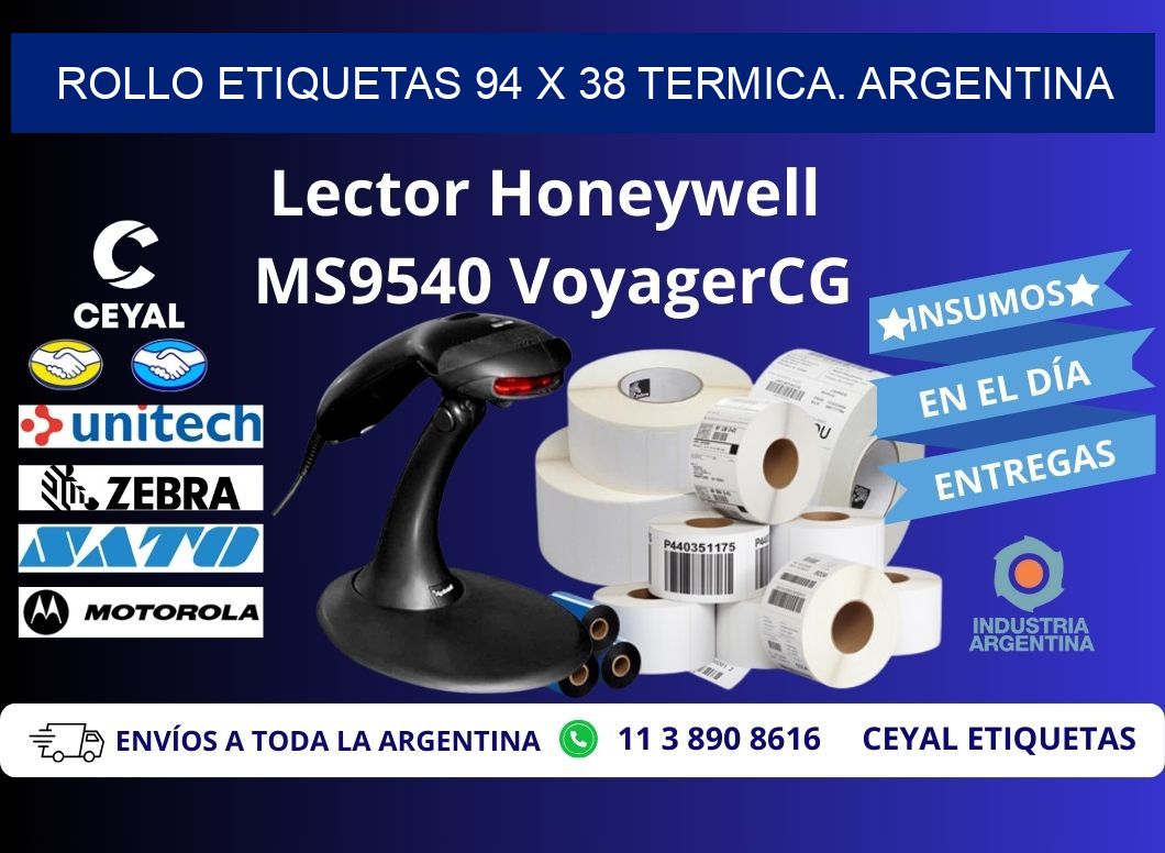 Rollo etiquetas 94 x 38 termica. Argentina