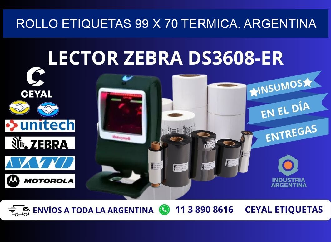 Rollo etiquetas 99 x 70 termica. Argentina