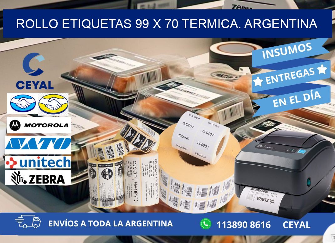 Rollo etiquetas 99 x 70 termica. Argentina