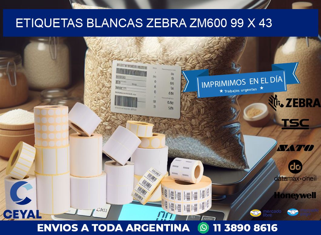 ETIQUETAS BLANCAS ZEBRA ZM600 99 x 43